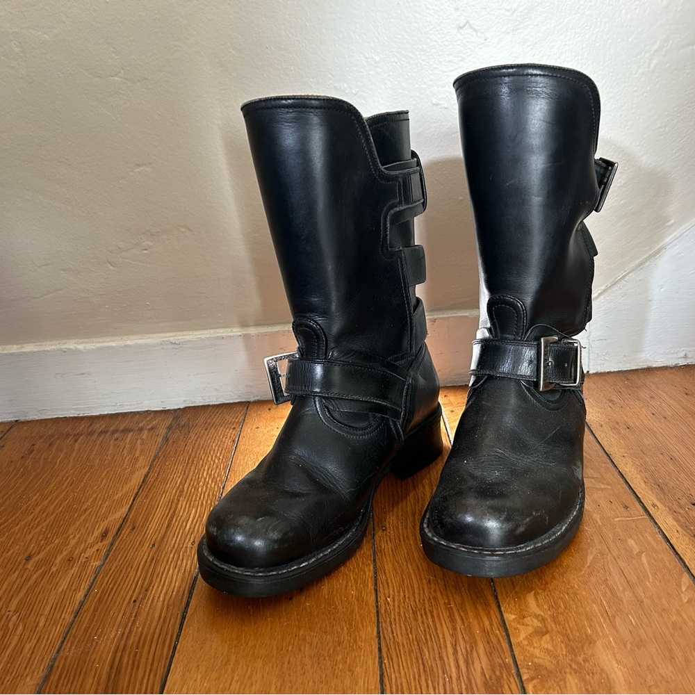 Daytona Urban Gore-Tex Black Leather Moto Boots w/Metal Buckles - Size 7 Womens